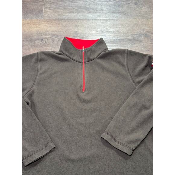 LL Bean Blue Brown Pullover Fleece Kids 1/4 Zip Size Large 14/16 - Picture 2 of 6